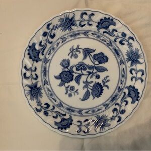 Elegant Blue Floral Dinner Plate